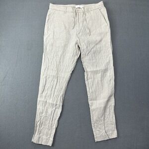 Porter & Ash Mens Casual 100% Linen Slack Summer Pants Large(32x29) Light Beige